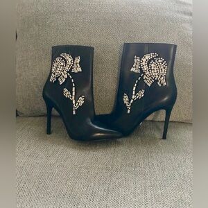 New Michael Kors Kim Viera Black Leather Women Booties